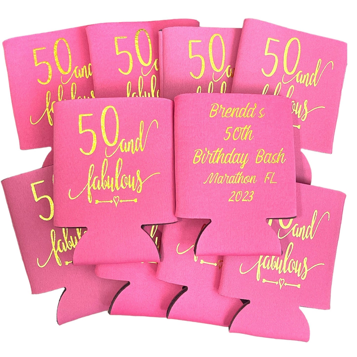 50th Birthday Can Coolers: Personalized Party Favors