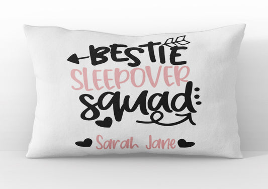 Personalized Slumber Party Pillowcase: Bestie Sleepover Squad Favor