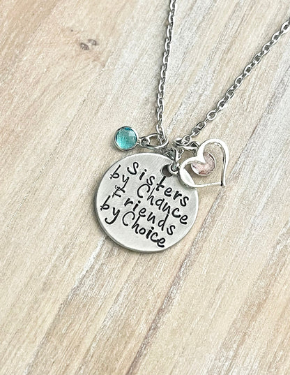 Big Sister & Little Sister Necklace Sister Jewelry Sister Birthday Gift Silver Sister Necklace LIttle Sis Gift Sisters By Chance Necklace
