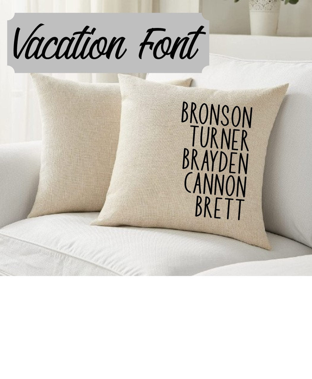 Personalized Grandkids Throw Pillow Cover: Custom Family Name Linen Pillow (18x18)