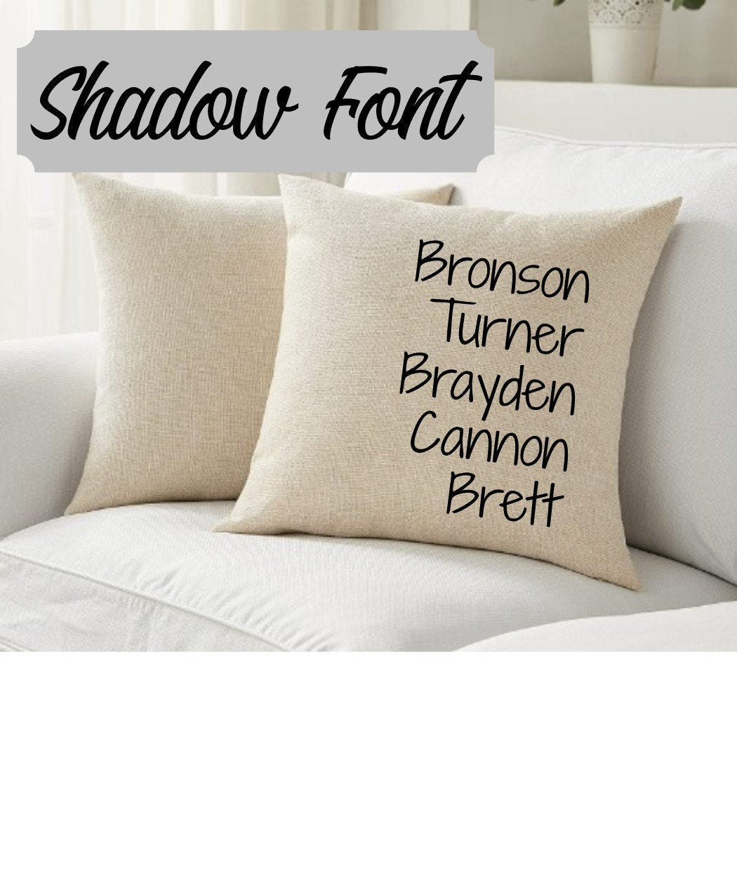 Personalized Grandkids Throw Pillow Cover: Custom Family Name Linen Pillow (18x18)