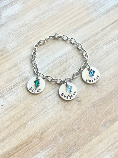 Mom Bracelet New Mom Gift Mothers Bracelet with Kids Names Mother Daughter Bracelet Personalized Mom Gift Christmas Gift for Mom Charm Gift