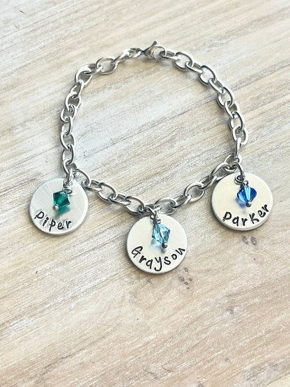 Mom Bracelet New Mom Gift Mothers Bracelet with Kids Names Mother Daughter Bracelet Personalized Mom Gift Christmas Gift for Mom Charm Gift