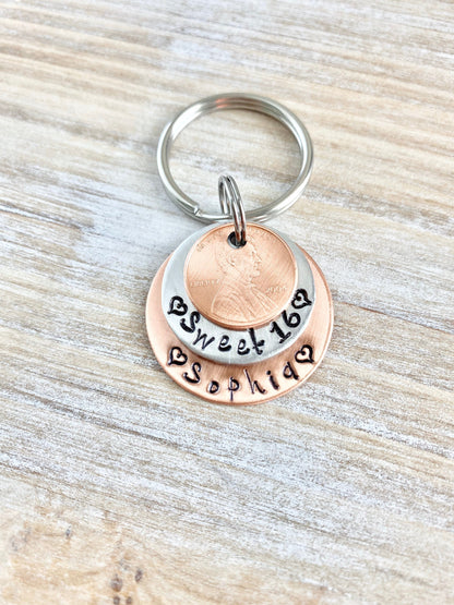 Sweet 16 Birthday Copper 2006 Penny Keychain New Car Keychain 16th Birthday Gift New Driver Gift