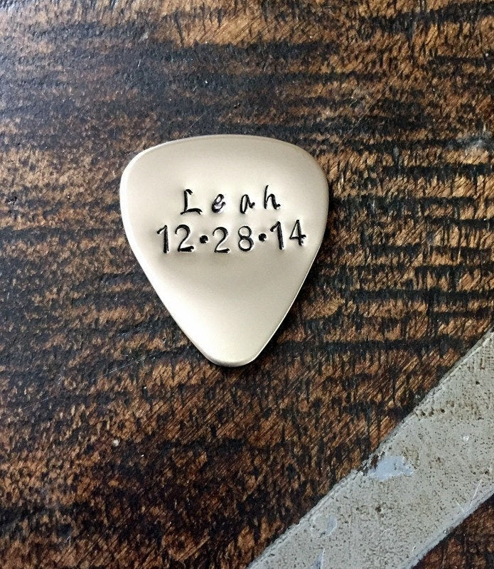 Handstamped Guitar Pick Personalized Guitar Pick Custom Guitar Pick Metal Guitar Pick Engraved For Him Boyfriend Gift Guy Gift New Dad Gift