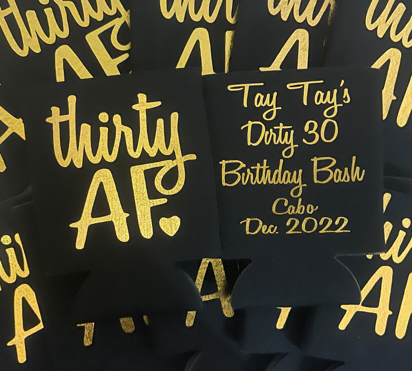 Dirty Thirty Birthday Can Coolers: Custom 30th Party Favors