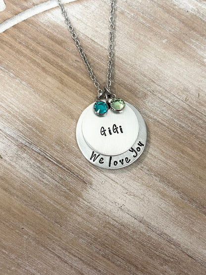 Gigi Necklace Personalized with Birthmonths Birthstones Gift for Mom Gift for Grandma Handmade Jewelry Grandma Necklace Gigi Jewelry