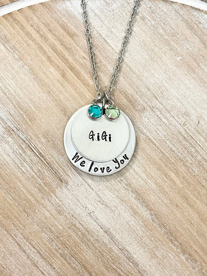 Gigi Necklace Personalized with Birthmonths Birthstones Gift for Mom Gift for Grandma Handmade Jewelry Grandma Necklace Gigi Jewelry