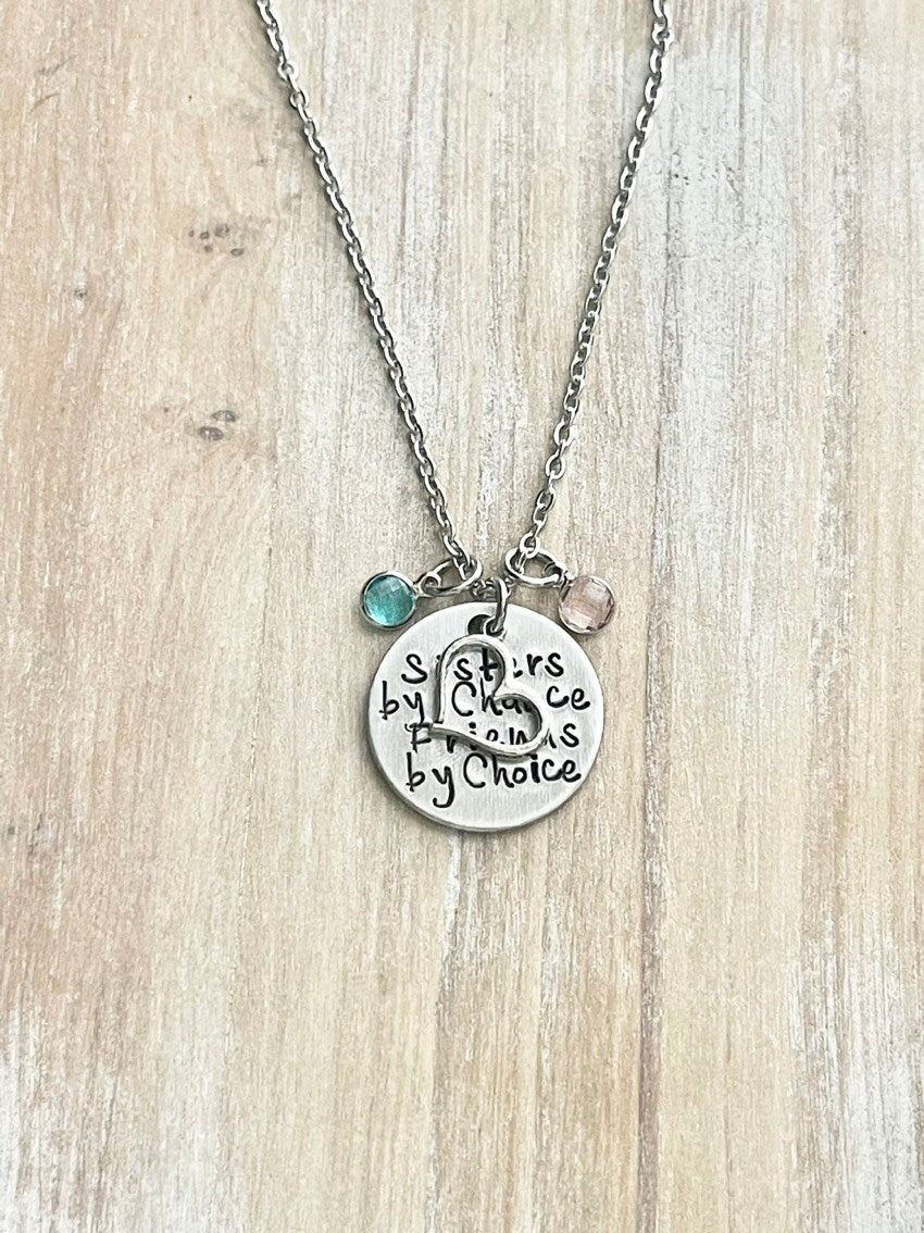 Big Sister & Little Sister Necklace Sister Jewelry Sister Birthday Gift Silver Sister Necklace LIttle Sis Gift Sisters By Chance Necklace