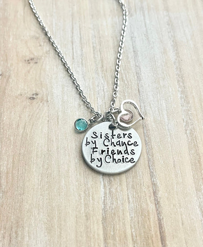 Big Sister & Little Sister Necklace Sister Jewelry Sister Birthday Gift Silver Sister Necklace LIttle Sis Gift Sisters By Chance Necklace