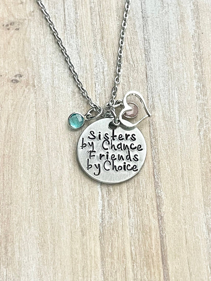 Big Sister & Little Sister Necklace Sister Jewelry Sister Birthday Gift Silver Sister Necklace LIttle Sis Gift Sisters By Chance Necklace