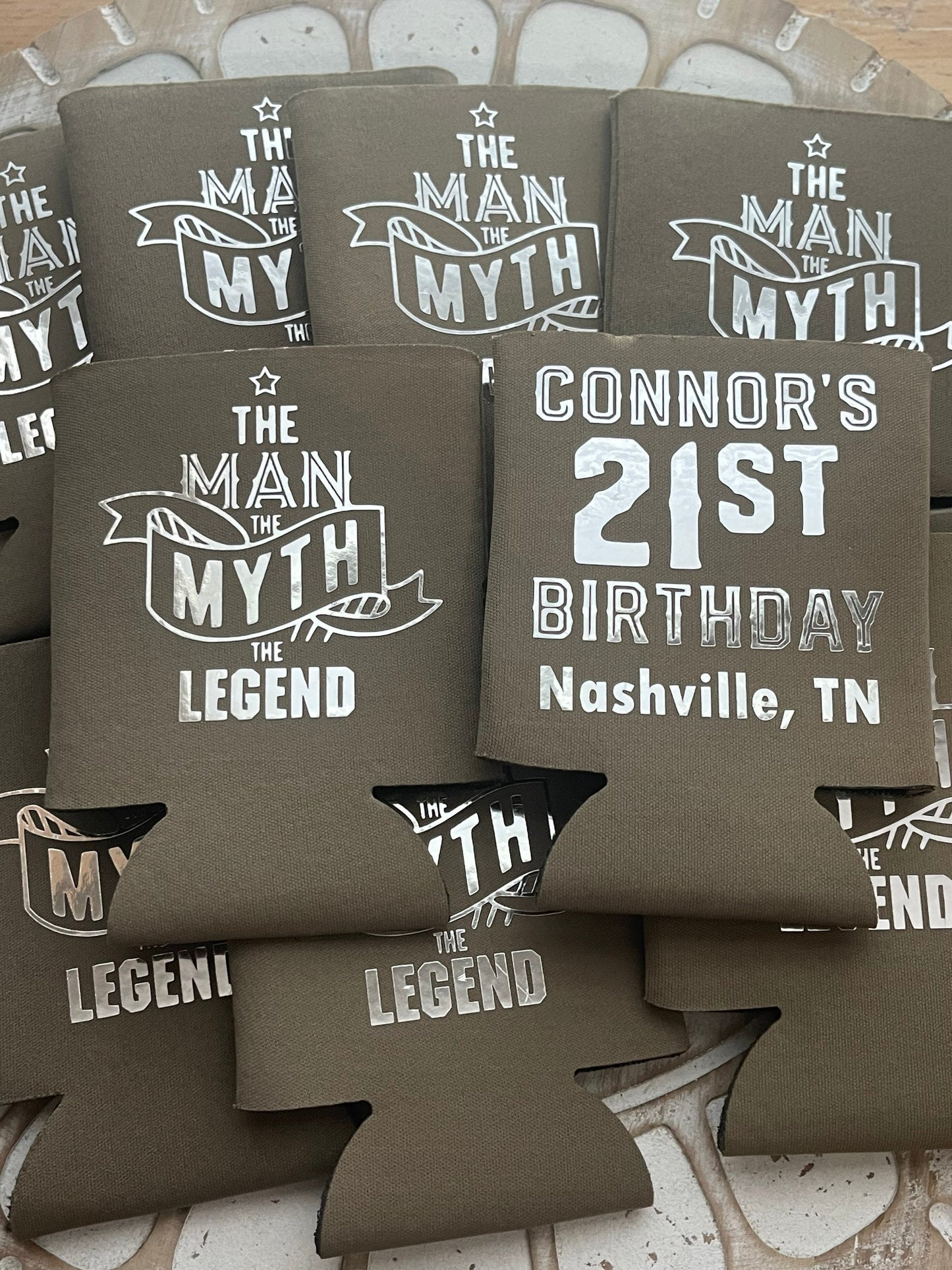 50th Birthday Can Coolers: The Man, The Myth, The Legend Favors