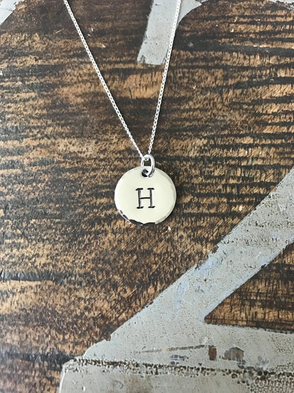 Initial Necklace Engraved Letter Necklace Silver Letter Necklace Custom Letter Charm Jewelry Layering Necklace Silver Initial Jewelry
