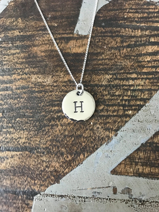 Initial Necklace Engraved Letter Necklace Silver Letter Necklace Custom Letter Charm Jewelry Layering Necklace Silver Initial Jewelry