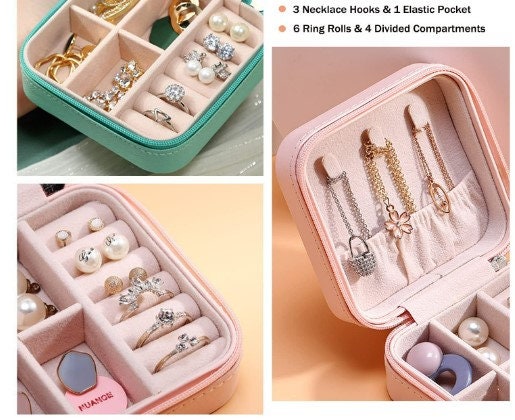 Personalized Travel Jewelry Box: Vegan Leather, Birth Flower Design