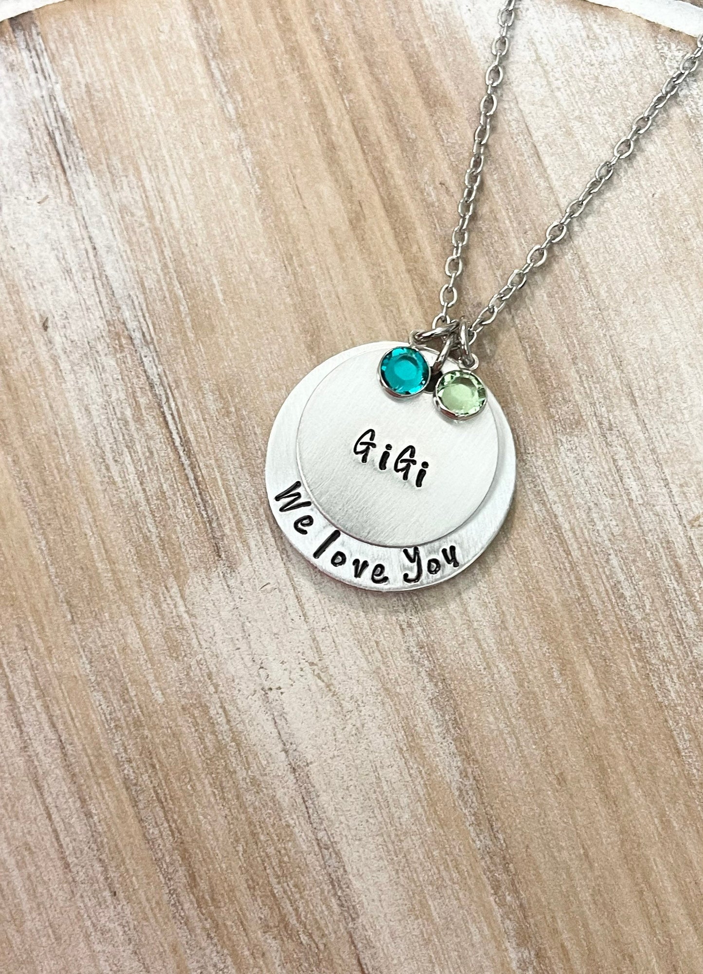 Gigi Necklace Personalized with Birthmonths Birthstones Gift for Mom Gift for Grandma Handmade Jewelry Grandma Necklace Gigi Jewelry