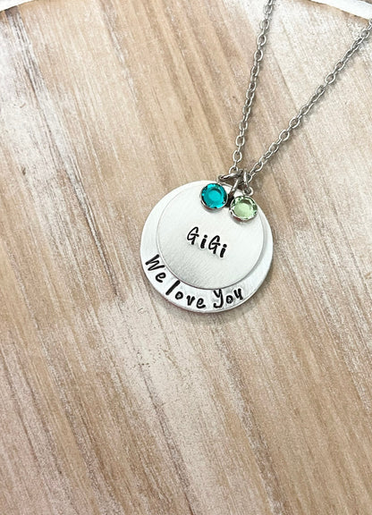 Gigi Necklace Personalized with Birthmonths Birthstones Gift for Mom Gift for Grandma Handmade Jewelry Grandma Necklace Gigi Jewelry