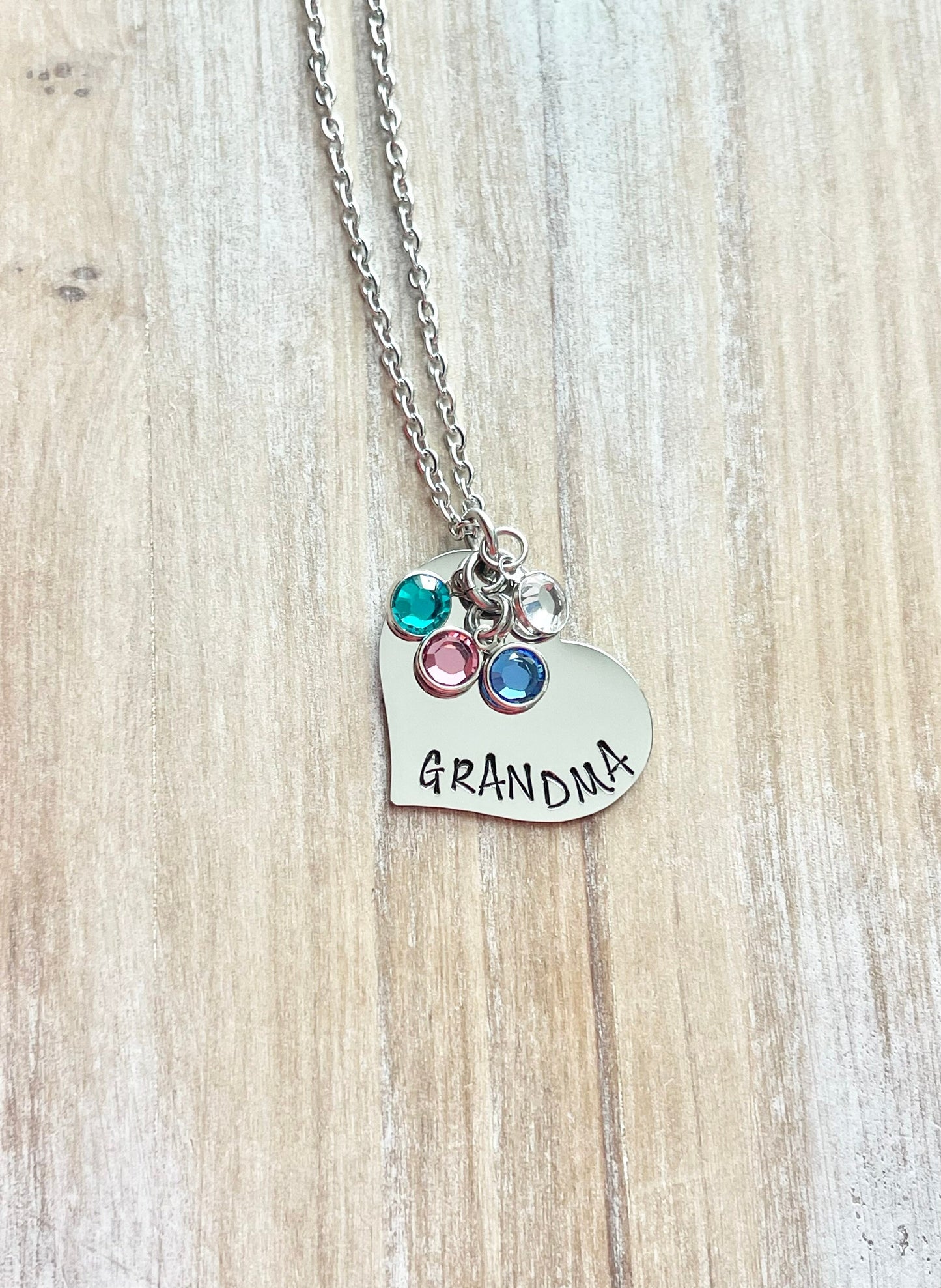 Grandma Necklace Grandchild Necklace Personalized Necklace Personalized Jewelry Handstamped Necklace Birthstone Necklace Mothers Day Gift