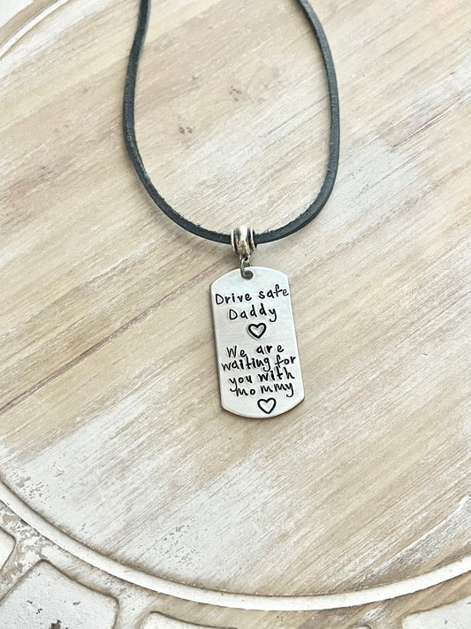 Lord Keep My Daddy Safe Mirror Hanger Handstamped Rearview Mirror Hanger Car Jewelry Dads Car Gift Police Office Gift Mirror Accessory