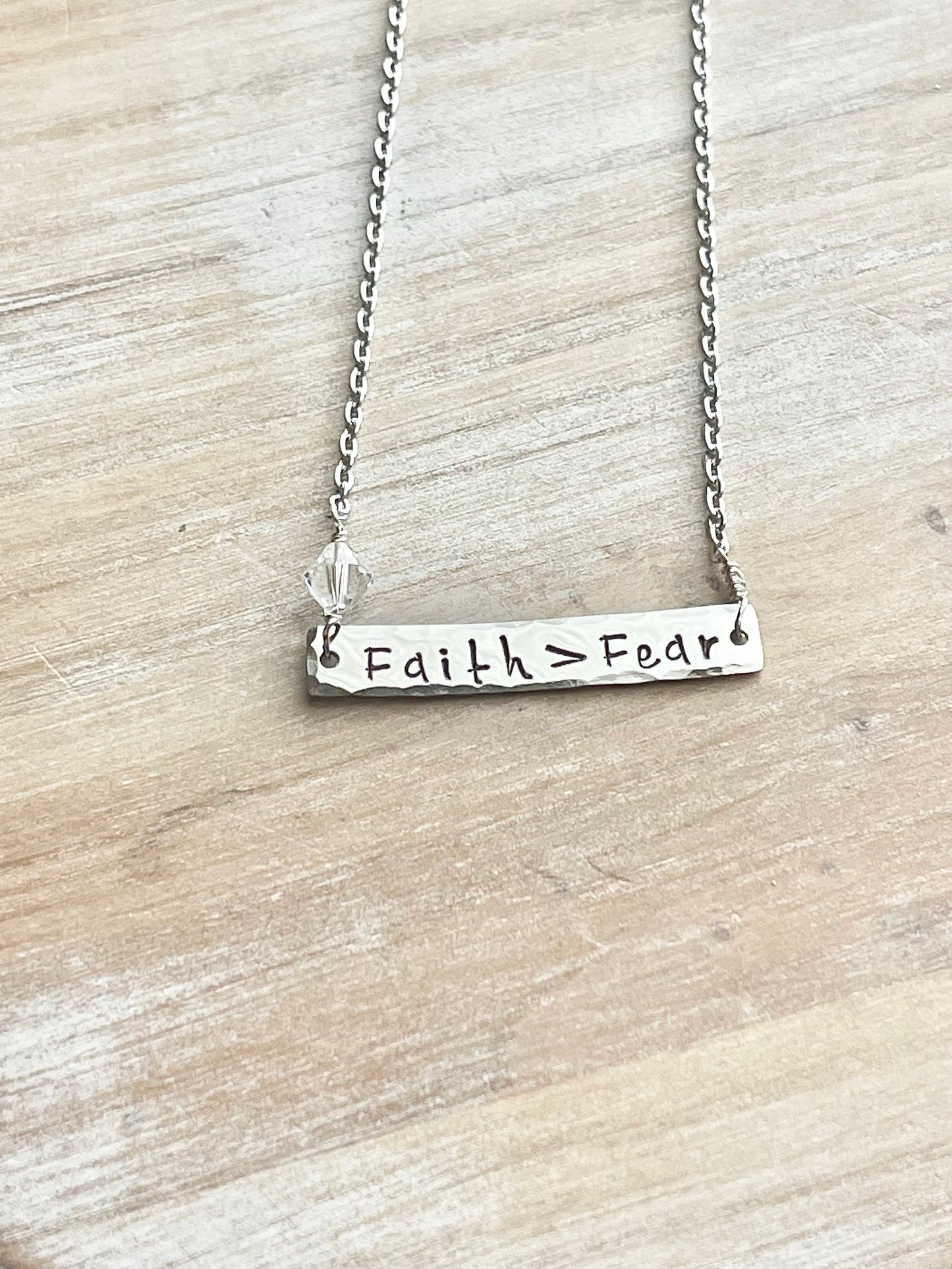 Mantra Jewelry,Faith Over Fear Necklace, Bar Necklace,Faith>Fear Jewelry, Engraved Necklace, Christian Jewelry, Engraved Bar, Quote Necklace