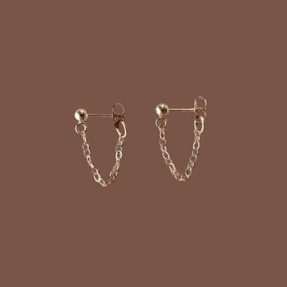 Gold Filled Stud Earrings ,Chain Earrings ,Gold Studs ,Bridesmaid Earrings ,Dainty Earrings ,Post Studs for Her, Valentine Earrings