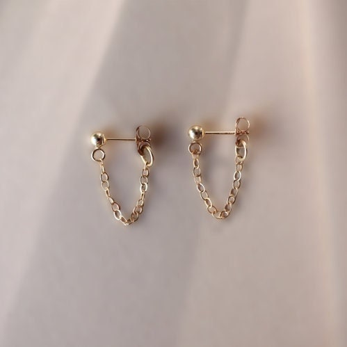 Gold Filled Stud Earrings ,Chain Earrings ,Gold Studs ,Bridesmaid Earrings ,Dainty Earrings ,Post Studs for Her, Valentine Earrings