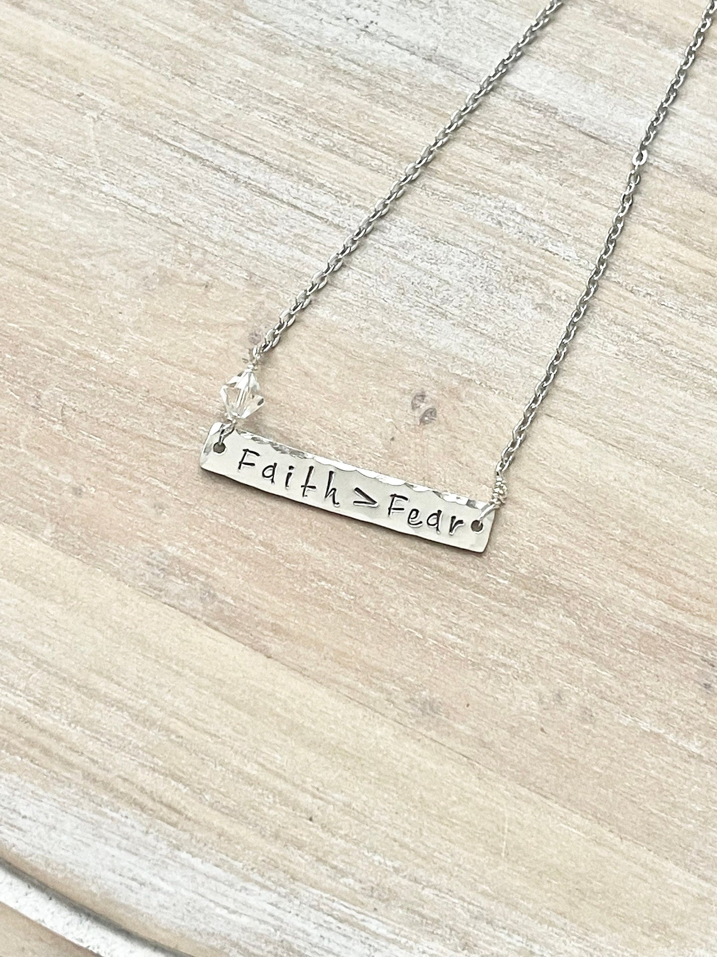 Mantra Jewelry,Faith Over Fear Necklace, Bar Necklace,Faith>Fear Jewelry, Engraved Necklace, Christian Jewelry, Engraved Bar, Quote Necklace