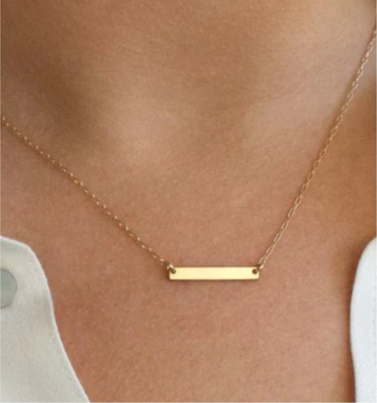 Tiny Gold Filled Bar Necklace, Dainty Necklace, Horizontal Bar Necklace, Initial necklace, Layering necklace, Initial Bar, Bridesmaid Gift