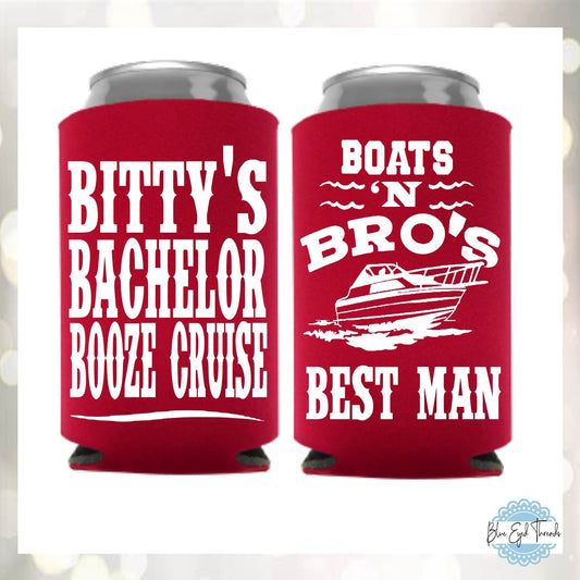 Booze Cruise Bachelor Party Can Cooler: Personalized Groomsmen Gift