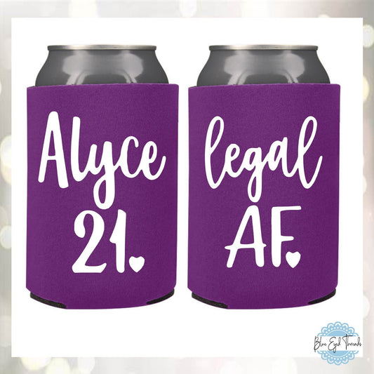 Personalized Legal AF Can Cooler: 21st Birthday Party Favor