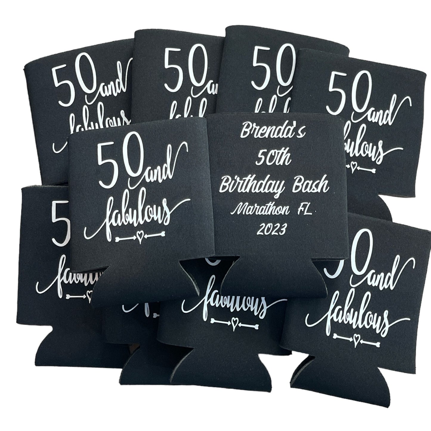 50th Birthday Can Coolers: Personalized Party Favors