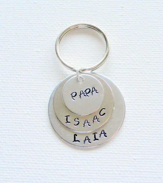 Dad Keychain Uncle Keychain Grandpa Keychain Handstamped Keychain Personalized Keychain Layered Keychain Gift Keychain