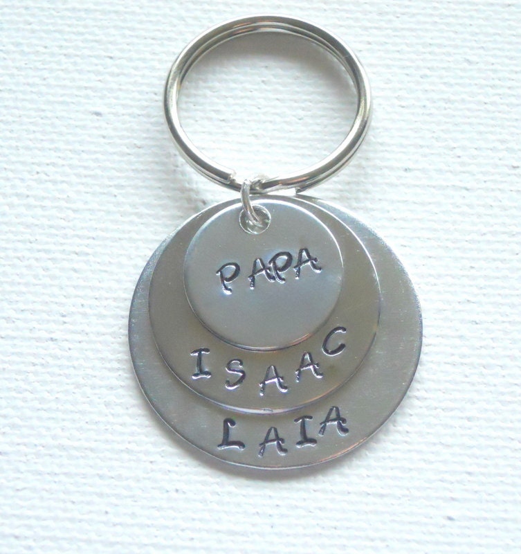 Dad Keychain Uncle Keychain Grandpa Keychain Handstamped Keychain Personalized Keychain Layered Keychain Gift Keychain