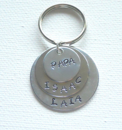 Dad Keychain Uncle Keychain Grandpa Keychain Handstamped Keychain Personalized Keychain Layered Keychain Gift Keychain