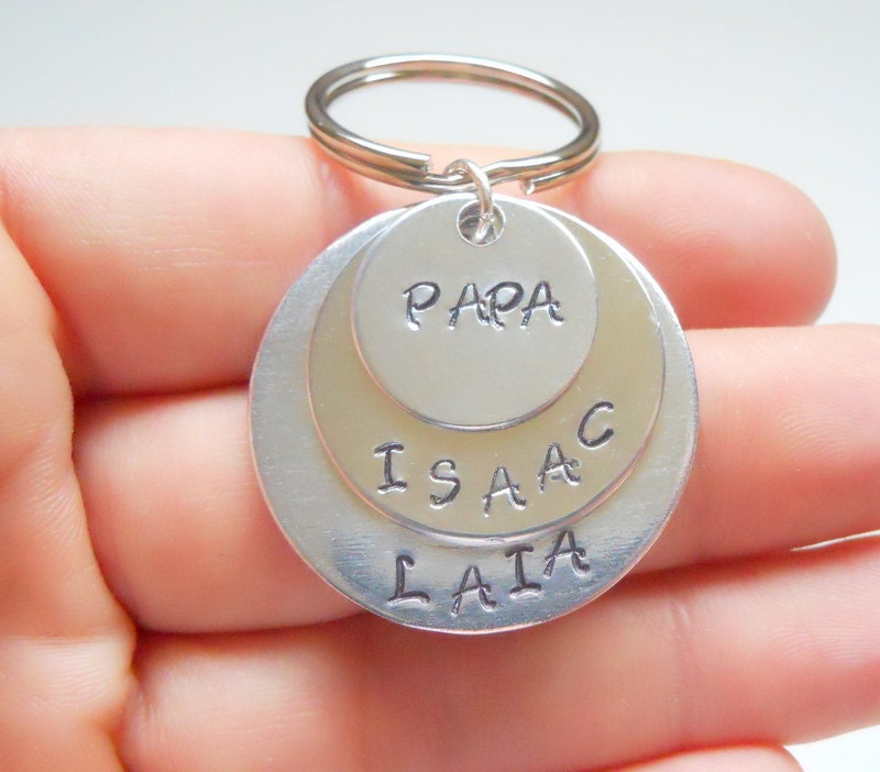Dad Keychain Uncle Keychain Grandpa Keychain Handstamped Keychain Personalized Keychain Layered Keychain Gift Keychain