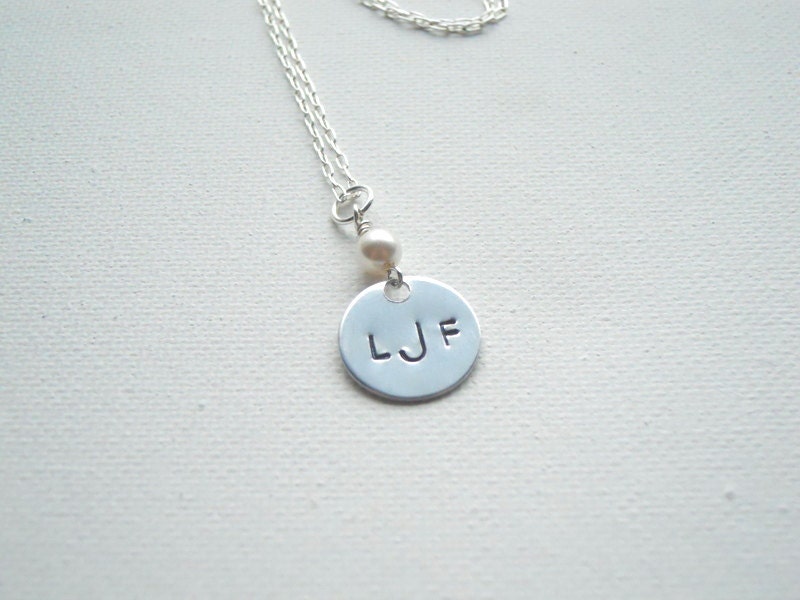 Monogram Necklace Initial Necklace Handstamped Necklace Monogram Jewelry Personalized Jewelry Handstamped Monogram