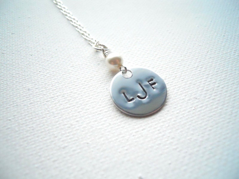 Monogram Necklace Initial Necklace Handstamped Necklace Monogram Jewelry Personalized Jewelry Handstamped Monogram