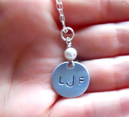Monogram Necklace Initial Necklace Handstamped Necklace Monogram Jewelry Personalized Jewelry Handstamped Monogram