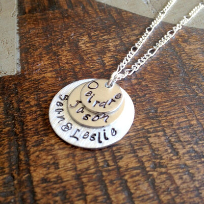 Mom Necklace Heart Necklace Handstamped Mother Necklace Handstamped Jewelry Heart Jewelry Wife Necklace Gift for Wife Gift for Mom