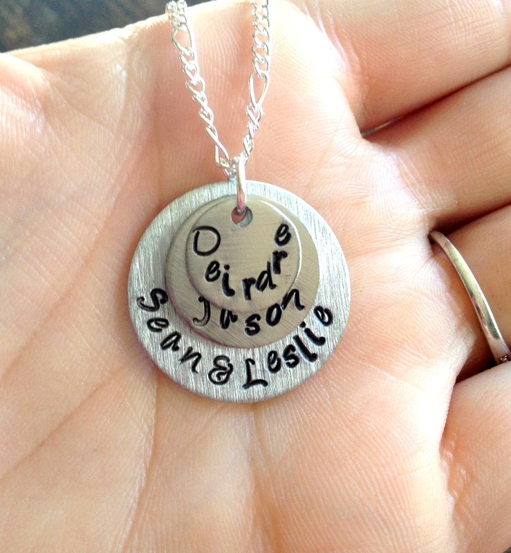 Mom Necklace Heart Necklace Handstamped Mother Necklace Handstamped Jewelry Heart Jewelry Wife Necklace Gift for Wife Gift for Mom