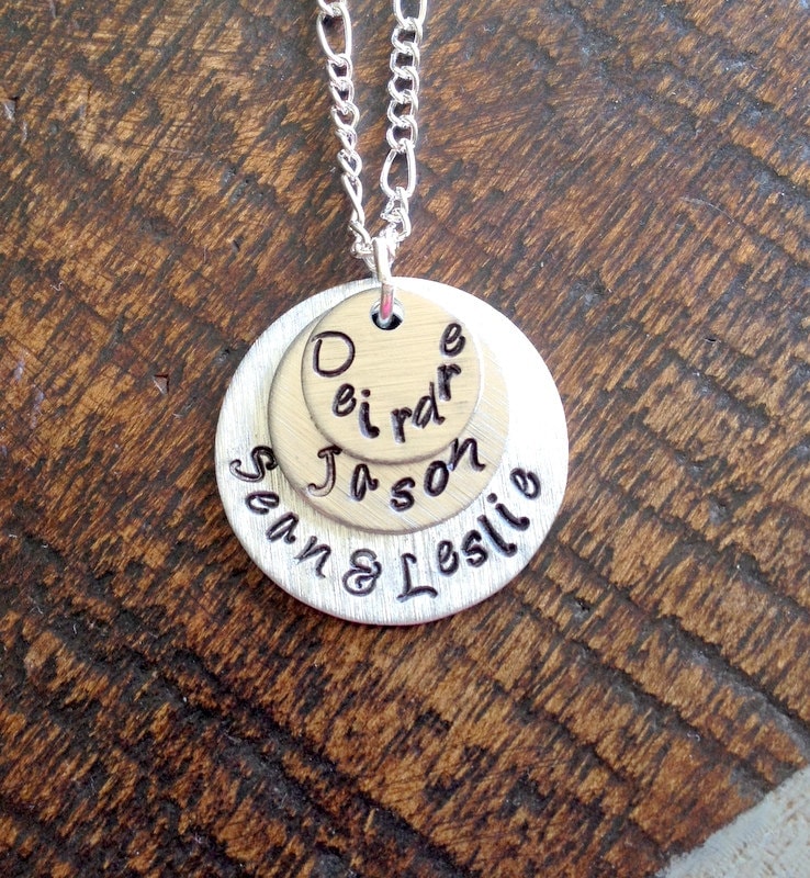 Mom Necklace Heart Necklace Handstamped Mother Necklace Handstamped Jewelry Heart Jewelry Wife Necklace Gift for Wife Gift for Mom