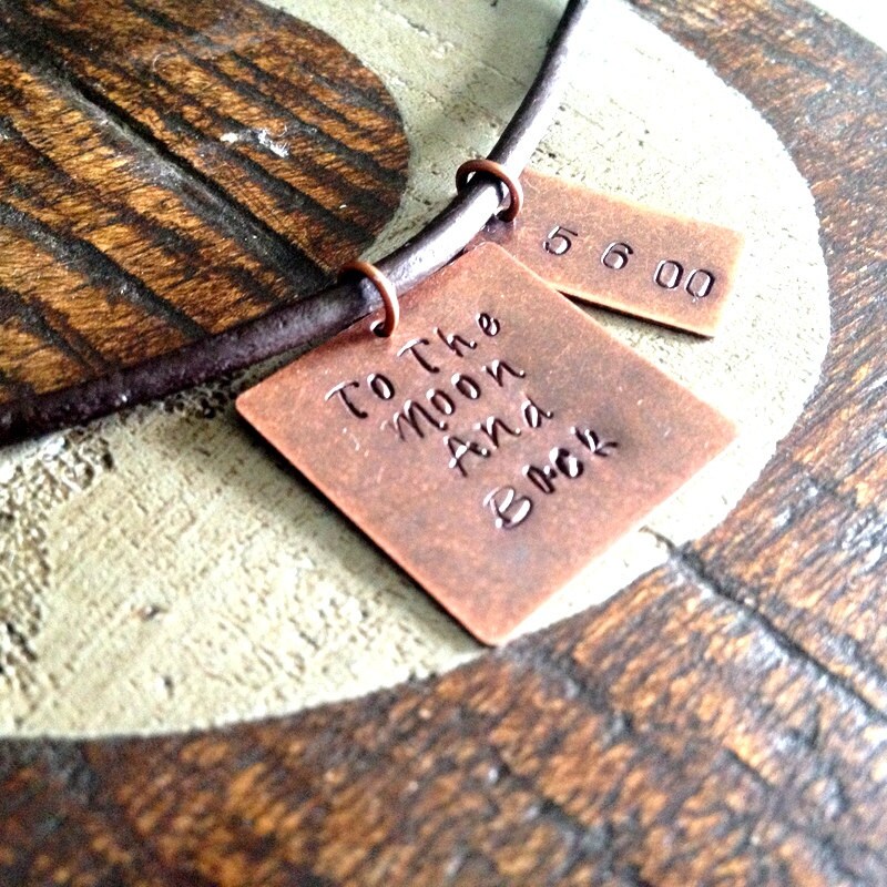 To The Moon And Back Mens Necklace Husband Necklace Handstamped Necklace Gift for Husband Dad Jewelry Leather Necklace Natural