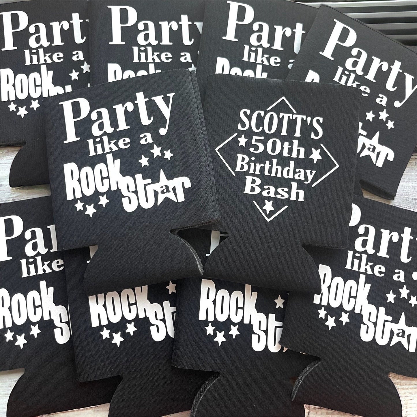 Rockstar Party Can Coolers: Personalized Music Theme Favor