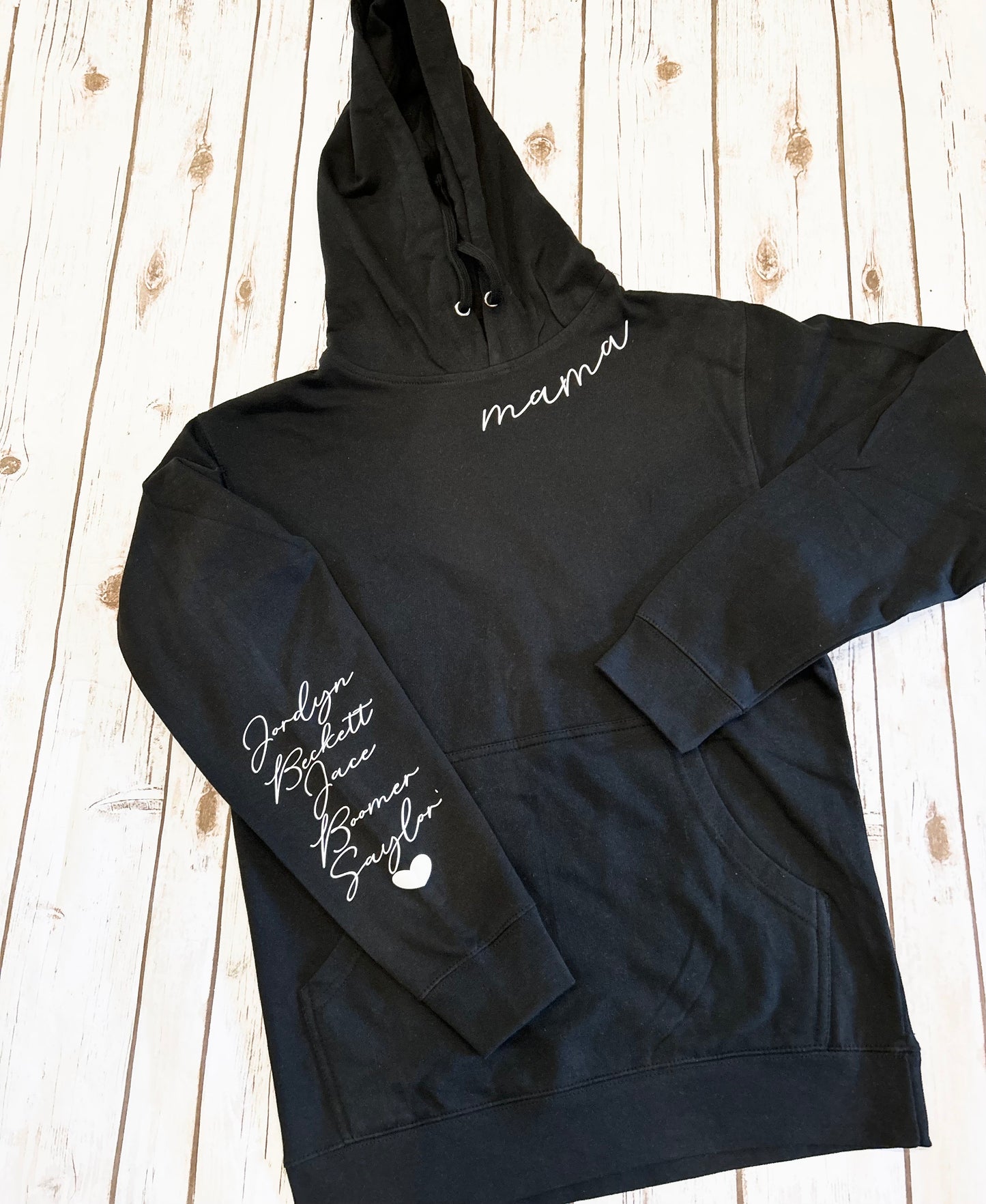 Custom Mama Sweatshirt: Personalized Kid Names Sleeve, Mom Gift