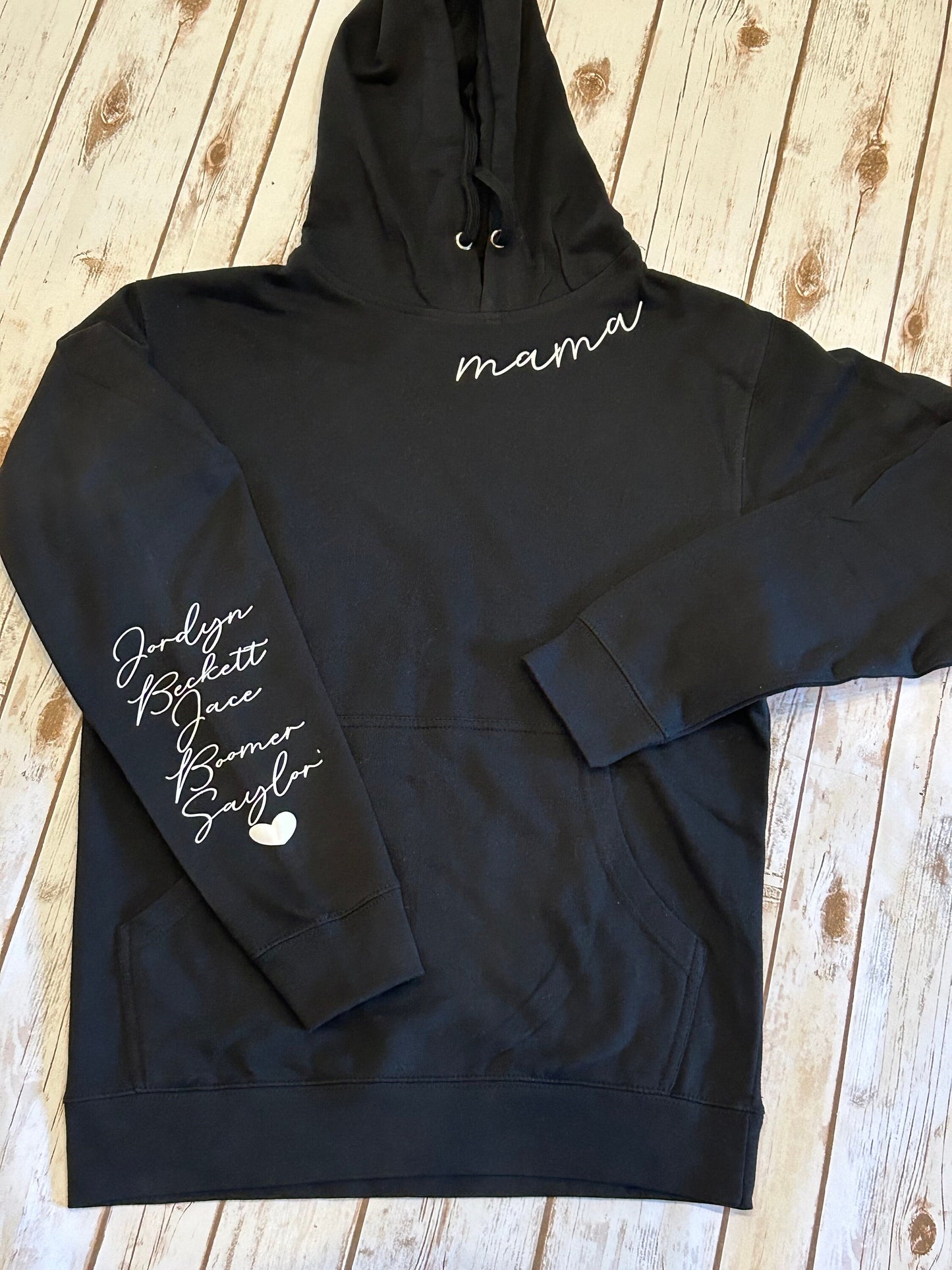 Custom Mama Sweatshirt: Personalized Kid Names Sleeve, Mom Gift