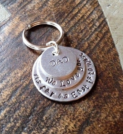 Dad Keychain Daddy Keychain Handstamped Keychain Personalized Keychain Layered Keychain Dad Quote Keychain