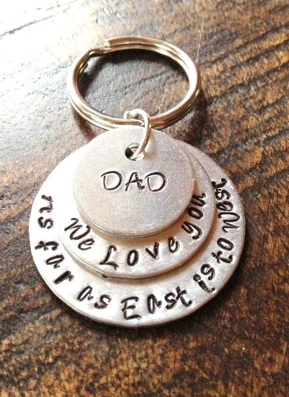 Dad Keychain Daddy Keychain Handstamped Keychain Personalized Keychain Layered Keychain Dad Quote Keychain