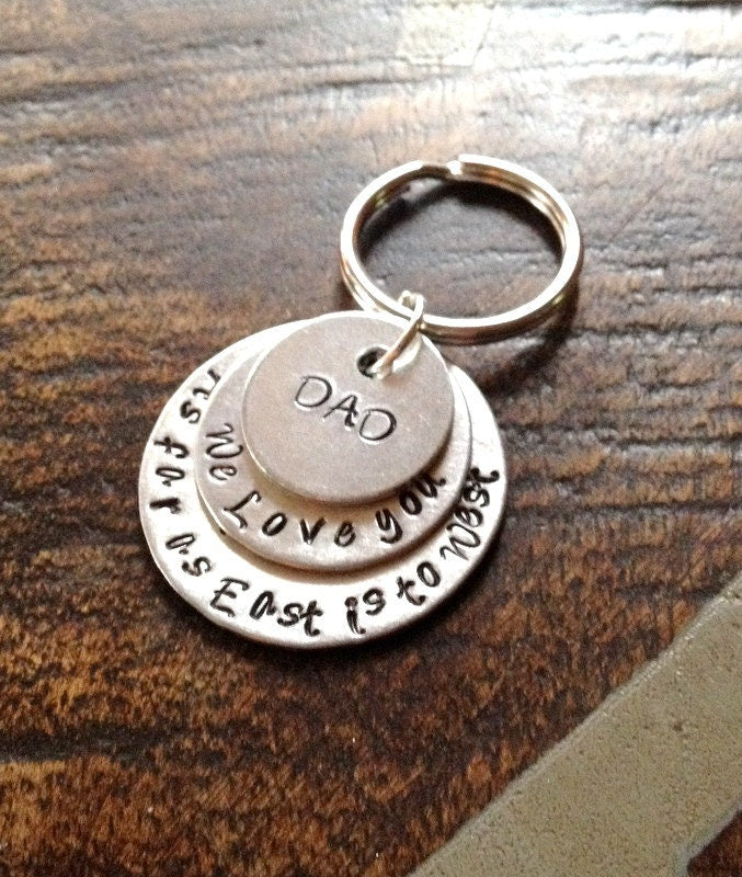 Dad Keychain Daddy Keychain Handstamped Keychain Personalized Keychain Layered Keychain Dad Quote Keychain