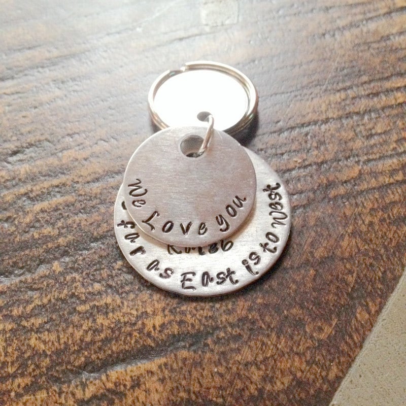 Dad Keychain Daddy Keychain Handstamped Keychain Personalized Keychain Layered Keychain Dad Quote Keychain