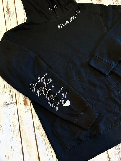 Custom Mama Sweatshirt: Personalized Kid Names Sleeve, Mom Gift
